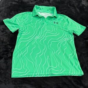 Under Armour Green Short Sleeve Polo with White Topographic Print